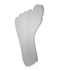 Acrylplatte mit Echtglasbeschichtung in Fußabdruck-Form konturgefräst <br>einseitig 4/0-farbig bedruckt