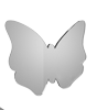 Acrylplatte mit Echtglasbeschichtung in Schmetterling-Form konturgefräst <br>einseitig 4/0-farbig bedruckt