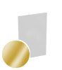 Visitenkarten hoch 5/0 farbig 50 x 90 mm mit einseitigem vollflächigem UV-Lack <br>einseitig bedruckt (CMYK 4-farbig + 1 Gold-Sonderfarbe)