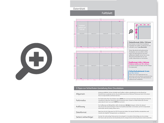 Product Bild hochglanz-uv-lack_faltblatt__gefalzt_auf_din_a6__vertikaler_zickzackfalz__8-seitig