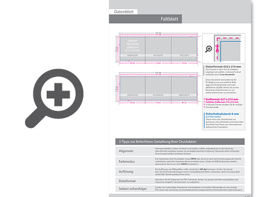Product Bild hochglanz-uv-lack_faltblatt__gefalzt_auf_quadrat_21_0_cm_x_21_0_cm__vertikaler_wickelfalz__6-seitig