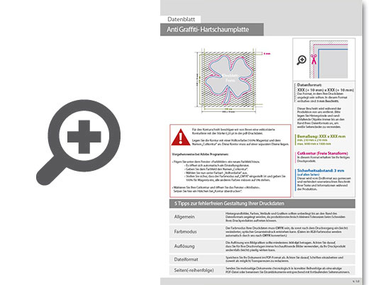 Product Bild hartschaumplatte_mit_anti-graffiti-lack_gl__nzend_in_kleeblatt-form_konturgefr__st___einseitig_4_0-farbig_bedruckt